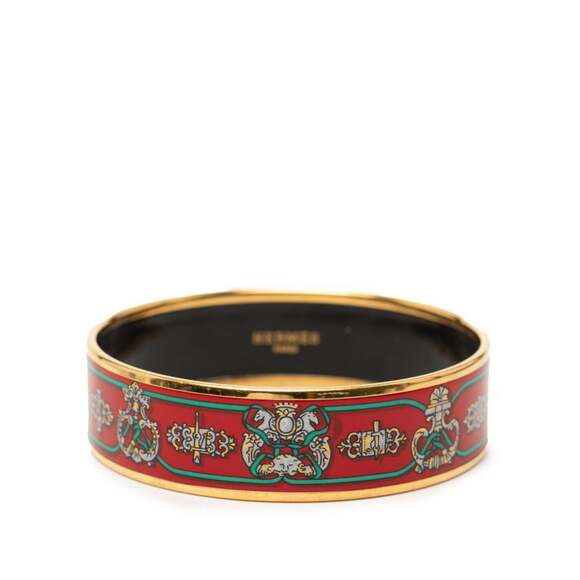 HERMES Jewelry - Hermes Enamel GM Cloisonné Bangle, Red Plated, Women's
